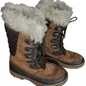 Helly Hansen Brown and Tan Garibaldi Waterproof Leather Winter Boots 6